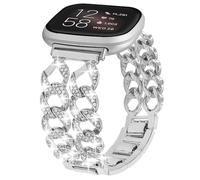 WONMILLE Bracelet en métal compatible avec Fitbit Versa 4/Versa 3/Fitbit Sense 2/Sense pour femme, bracelet réglable en métal cowboy avec chaîne en acier pour montre intelligente Versa 3 4 Sense 2
