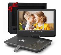 WONNIE Lecteur DVD Portable de 12,5" avec écran HD pivotant de 10,5", étui pour appuie-tête de Voiture, Batterie Rechargeable de 5 Heures, Chargeur de Voiture et Adaptateur Secteur, Prend en Charge