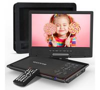 WONNIE Lecteur DVD portable de 31,8 cm pour appuie-tête de voiture avec écran pivotant de 10,5", support d'appui-tête de voiture, batterie rechargeable de 5 heures, régions libres, prise en charge USB