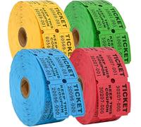 Wonninek Lot de 4 rouleaux de 4 000 tickets tombola numérotés pour événement de fête, récompense, collecte de fonds, carnaval