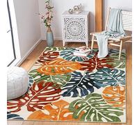 Wonnitar Monstera Tapis coloré lavable, motif feuilles tropicales, antidérapant, ne perd pas ses poils, pour chambre à coucher, cuisine, salle de bain, 7,6 x 12,7 cm