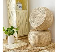 WONS Repose-Pieds Pouf Chaise En Rotin Paille Poufs Bonneterie Main Tabourets Tressées Pied Décoration art