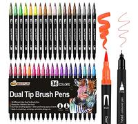 WONSAR Feutre Coloriage 36 Feutres Coloriage Adulte Enfant Brush Pen Stylo Aquarelle Pinceaux Marqueur pour Mandala, Bullet Journal, Dessin, Livre de Coloriage, Pointe Pinceau et Pointe Fine