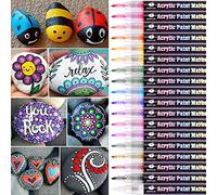 WONSAR Marqueur Peinture Acrylique, imperméable Marqueurs pour Peinture de Roche Pierres Céramique Porcelaine Verre Pebbles Tissu Bois Enfants Toile(18 pointe de stylo fin)
