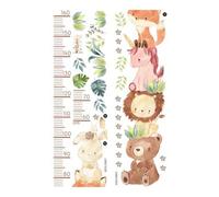 Wonsfuleu Mur de courbes de croissance pour - Décalcomanies murales du tableau de croissance de la hauteur des animaux | Autocollant de tableau de croissance des animaux de la forêt, autocollants
