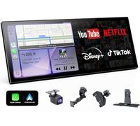 Wonsidary Écran CarPlay sans Fil 11,26",CarPlay & Android Auto Portable,Caméra de Recul 1080P,Fonction d'écran partagé,Double Bluetooth,Navigation GPS,Commande Vocale,12-24V pour Voiture/Camion