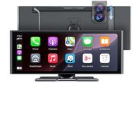 Wonsidary Écran Portable sans Fil 10.26" CarPlay Voiture pour Apple Car Play & Android Auto,avec Dash Cam-Caméra Avant 4K et Arrière 1080P,Mirror Link,Enregistrw Ement en Boucle,Audio BT,FM,GPS,Siri