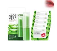 Wonsters Baume à lèvres à l'aloe vera et masque à lèvres 5pc,Masque à lèvres à l'aloe vera 5pcs, Masque à lèvres hydratant pour le soin des lèvres jour et nuit lipstick