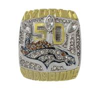 Wonsunte Bague De Championnat des Broncos 2015 - Bijou avec Gravure en Relief 3D À Collectionner pour Les Fans La Famille Et Les Amis Cadeau Commémoratif Idéal pour La Ligue De Football