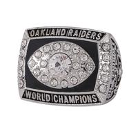 Wonsunte Bagues De Championnat des Raiders 1976 - avec Boîte De Présentation en Bois Oak Champions Jewellery Football League Souvenir Jewelry Gifts for Fans Family Friends