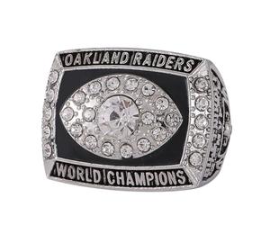 Wonsunte Bagues De Championnat des Raiders 1976 - avec Boîte De Présentation en Bois Oak Champions Jewellery Football League Souvenir Jewelry Gifts for Fans Family Friends