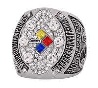 Wonsunte Bagues De Championnat des Steelers 2008 Trophée De Vainqueur De Football Américain Bijoux De Champion De Rugby avec Boîte De Présentation en Bois Cadeaux pour Les Fans Et Les Amis