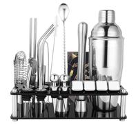 Wonsunte Kit De Préparation De Cocktails 750 ML Boston Shaker en Acier Inoxydable Kit De Barman Outil De Cocktail pour Mélanger Les Boissons Maison Bar Fête