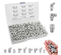 Wonuante 170 Pièces Assortiment Graisseur, Graisseur a Visser, Graisseur pour Machine, M6 M8 M10 Embout de Graissage Fixations, Droit Graisse Raccord 45° 90°180°, pour Équipement Mécanique