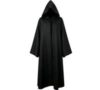 Wonuante Cape à Capuche Médiévale, Adulte Robe Cosplay, Chevalier, Vampire | pour Cosplay, Halloween, Masquerade, Noir