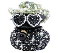 wonuu Canard en caoutchouc noir clouté de diamants pour voiture, strass étincelants, décorations de tableau de bord pour accessoires de voiture cool, A_vert