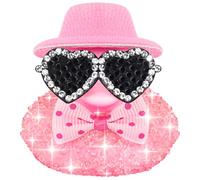 wonuu Mini chapeau haut-de-forme de canards en caoutchouc avec strass brillants noirs et strass en forme de cœur