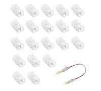 Wonvify 20pcs Connecteurs Bande LED COB 2pin 10mm, pour connecter les fils et les bandes LED COB 12V 24V, Raccord Ruban LED rapide à 2 broches pour bande LED monochrome SMD 5050 5630