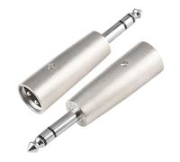 Wonvify Adaptateur 6,35 mm TRS vers XLR 2 Pièces, Adaptateur Symétrique 6,35 mm Mâle vers XLR Mâle - Adaptateur XLR Jack Boîtier Métallique, Fiche Nickelée