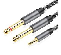 Wonvify Câble Audio 3.5mm vers Double Jack 6.35mm 2M, Adaptateur Double Jack 6.35 Mâle vers 3.5 Mâle Mono Y Splitter