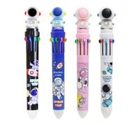 Wonvify Stylos Couleurs Enfants, 4 Pièces 10 en 1 Stylo à Bille Rétractable Multicolore, Stylo Kawaii Rigolo pour Bureau, Fourniture Scolaire, Etudiant, Idéal Cadeau Anniversaire Enfant & Souvenirs