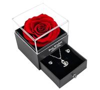Wonvin Collection Cadeaux pour les femmes, 925 Sterling Silver eternal True Rose collier et boucles d'oreilles, Saint Valentin, fête des mères, Noël Infinity Rose coffret cadeau (Rouge)