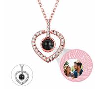 Wonvin Collection Collier de Projection Photo Personnalisé avec Image en Pendentif Bijoux Femme Cadeau pour Petite Amie Fiancée Mère Fille Sœur Amie Anniversaire (Coeur B)
