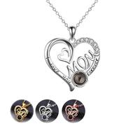 Wonvin Collection Collier de Projection Photo Personnalisé avec Image en Pendentif Bijoux Femme Cadeau pour Petite Amie Fiancée Mère Fille Sœur Amie Anniversaire (Maman Amour)