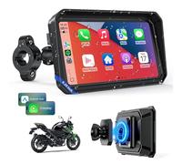 WonVon CarPlay 6.25 Pouces Système de Navigation GPS pour Moto avec Apple CarPlay et Android Auto écran Portable avec Double Bluetooth, Navigation, Siri, Google Assistant Support magnétique