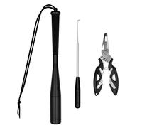 Wonwood_direct Pince Peche pour Tueurs de Poissons Remover Poisson Crochet, Dégorgeoir Peche en Acier Inoxydable, Tueur de Poissons en Aluminium avec Dragonne avec Poignée Antidérapante (Noir)