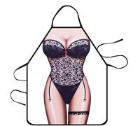 WOO LANDO Tablier de cuisine avec bande de cou à nouer, imperméable, 73 x 57 cm (BLACK WIDOW)