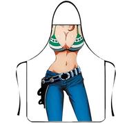 WOO LANDO Tablier de cuisine avec bande de cou à nouer, imperméable, 73 x 57 cm (COWGIRL)