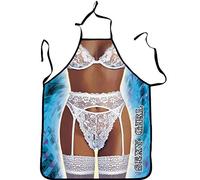 WOO LANDO Tablier de cuisine avec bande de cou à nouer, imperméable, 73 x 57 cm, DESSOUS, M