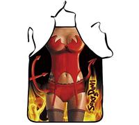 WOO LANDO Tablier de cuisine avec bande de cou à nouer, imperméable, 73 x 57 cm (DEVIL)