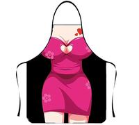 WOO LANDO Tablier de cuisine avec bande de cou à nouer, imperméable, 73 x 57 cm (PINKY)