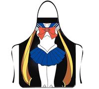 WOO LANDO Tablier de cuisine avec bande de cou à nouer, imperméable, 73 x 57 cm (SAILORMOON)
