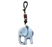 WOO MANTO Porte-clés éléphant avec ruban tressé - Porte-bonheur spirituel aspect pierre - Pendentif textile bohème