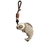 WOO MANTO Porte-clés poisson avec cordon aspect pierre - Porte-bonheur double face en résine de style bohème