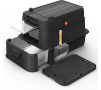 Wooaidagg Bac à litière en acier inoxydable avec couvercle, grand bac à litière fermé amovible en métal avec pelle et tapis pour tous les chats, n'absorbe pas les odeurs, surface antiadhésive, facile