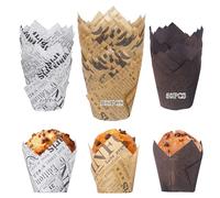 Woobroo Caissette Muffins Papier Tulipe 200 PCS, Caissettes Cupcake Taille standard, Naturel & Non Blanchi, Moule Muffins Papier pour Cuisson Mariage, Anniversaire, Fête,(100+50+50PCS)