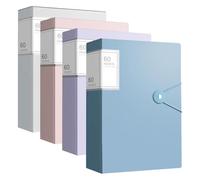 Woobroo Lot de 4 Chemises de présentation A4 - Total de 240 Pages, Comprend des Feuilles en Plastique et Un Cordon de sécurité, idéal pour l'école et Le Bureau (4 Couleurs)