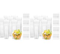 Woobroo Tasses à Dessert, 100Pcs 60ml/2oz Coupes Gobelets Mini Tasses à Dessert Gobelets Verrines à Dessert Réutilisables pour Mousse,Tiramisu,Anniversaire (Lot de 2)