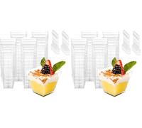 Woobroo Tasses à Dessert, 50Pcs 120ml/4oz Coupes Gobelets Mini Tasses à Dessert Gobelets Verrines à Dessert Réutilisables pour Mousse,Tiramisu,Anniversaire (Lot de 2)