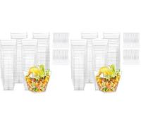 Woobroo Tasses à Dessert, 50Pcs 60ml/2oz Coupes Gobelets Mini Tasses à Dessert Gobelets Verrines à Dessert Réutilisables pour Mousse,Tiramisu,Anniversaire (Lot de 2)