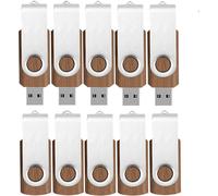 Wood 10pcs 2GB Wooden USB Flash Drive 2GB 10pcs USB 2.0 Flash Drive Metal Swivel Clip USB Flash Drive Fast Speed (Walnut Wood)
