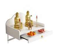 Wood Altar Table Shelf, Wall-Mounted Prayer Table for Home Worship, Zen Decor Altar for Statues, Candles & Ritual Accessories(White,50x30cm/19.7x11.8in)