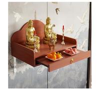 Wood Altar Table Shelf, Wall-Mounted Prayer Table for Home Worship, Zen Decor Altar for Statues, Candles & Ritual Accessories(Teak,50x30cm/19.7x11.8in)