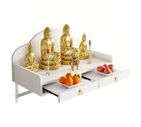 Wood Altar Table Shelf, Wall-Mounted Prayer Table for Home Worship, Zen Decor Altar for Statues, Candles & Ritual Accessories(White,80x30cm/31.5x11.8in)