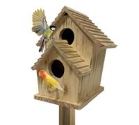 Wood Bird House - Natural Wooden Feeder, Outdoor Garden Nesting Box Shelter