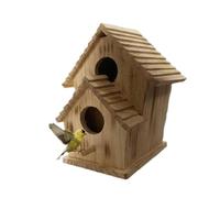 Wood Bird House - Yard Sparrow Nesting Box, Hanging Hummingbird Feeder, Natural Timber Garden Shelter, Weatherproof Small Bird Cottage | for Backyard Patio